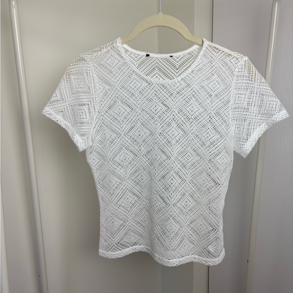 Y2K White Mesh Top